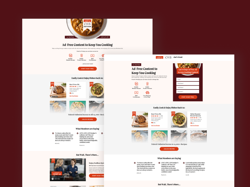 Improved Culinary Subscription Landing Page Experience