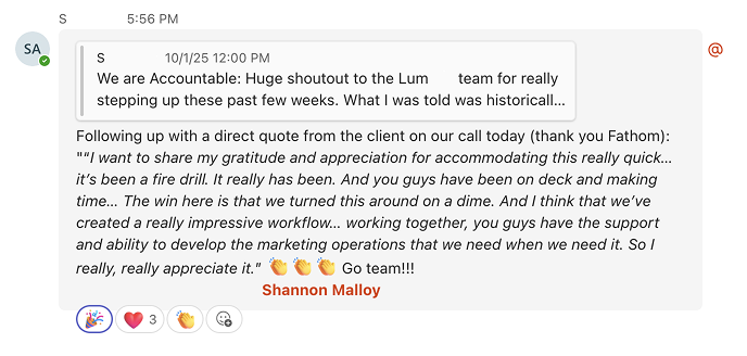 Shout out from account manager